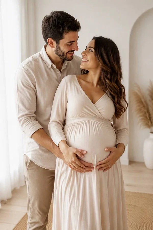 An expecting couple photo, the kind customers upload for their own card