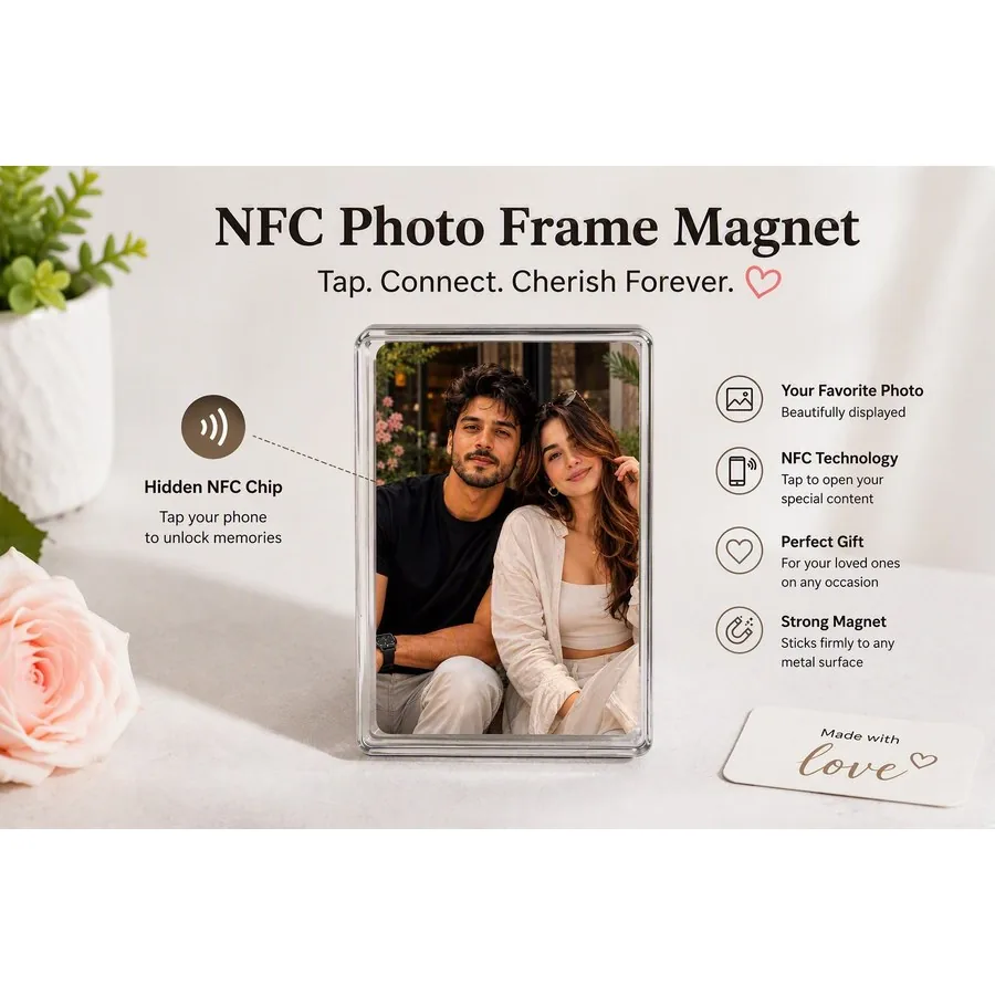 NFC Photo Frame Magnet features: your favourite photo, NFC technology, perfect gift, strong magnet